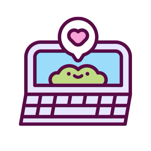 A frog on a video call on a laptop.